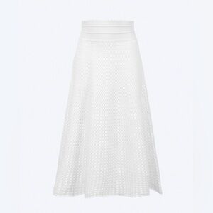 Molli Mid Length Smocked Skirt in Milk XS